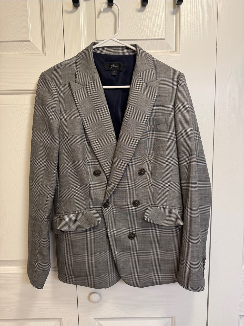 J. Crew Gray Glen Plaid Double-Breasted Blazer Size 10
